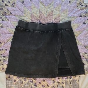 Classic Black Mini Skort with Front Slit